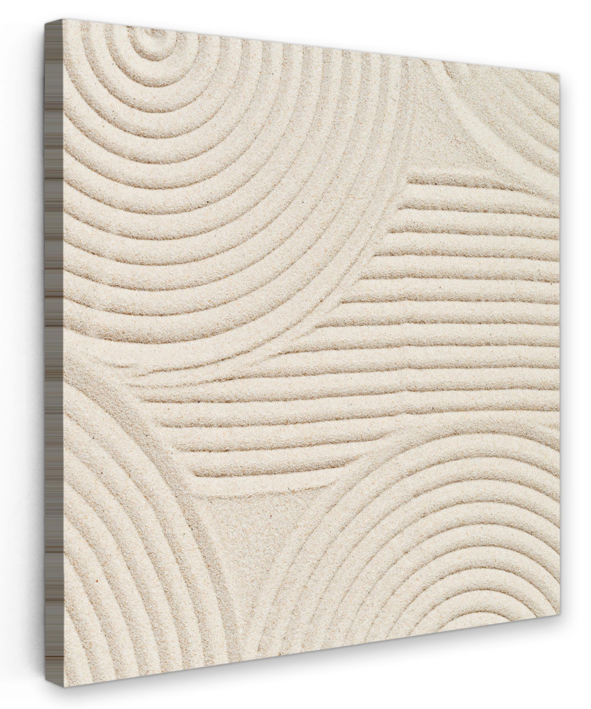 LEINWANDBILD Muster - Abstrakt - Weiß Wandbild Wohnzimmer 50x50 cm - Beige, Textil (50/50cm) - MuchoWow