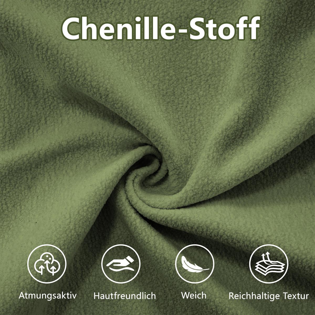 ECKSOFA Modulares 313cm Chenille Cloud-Sofa mit Ottoman für das Wohnzimmer - Grün, Textil (313/145cm) - Urban Meuble