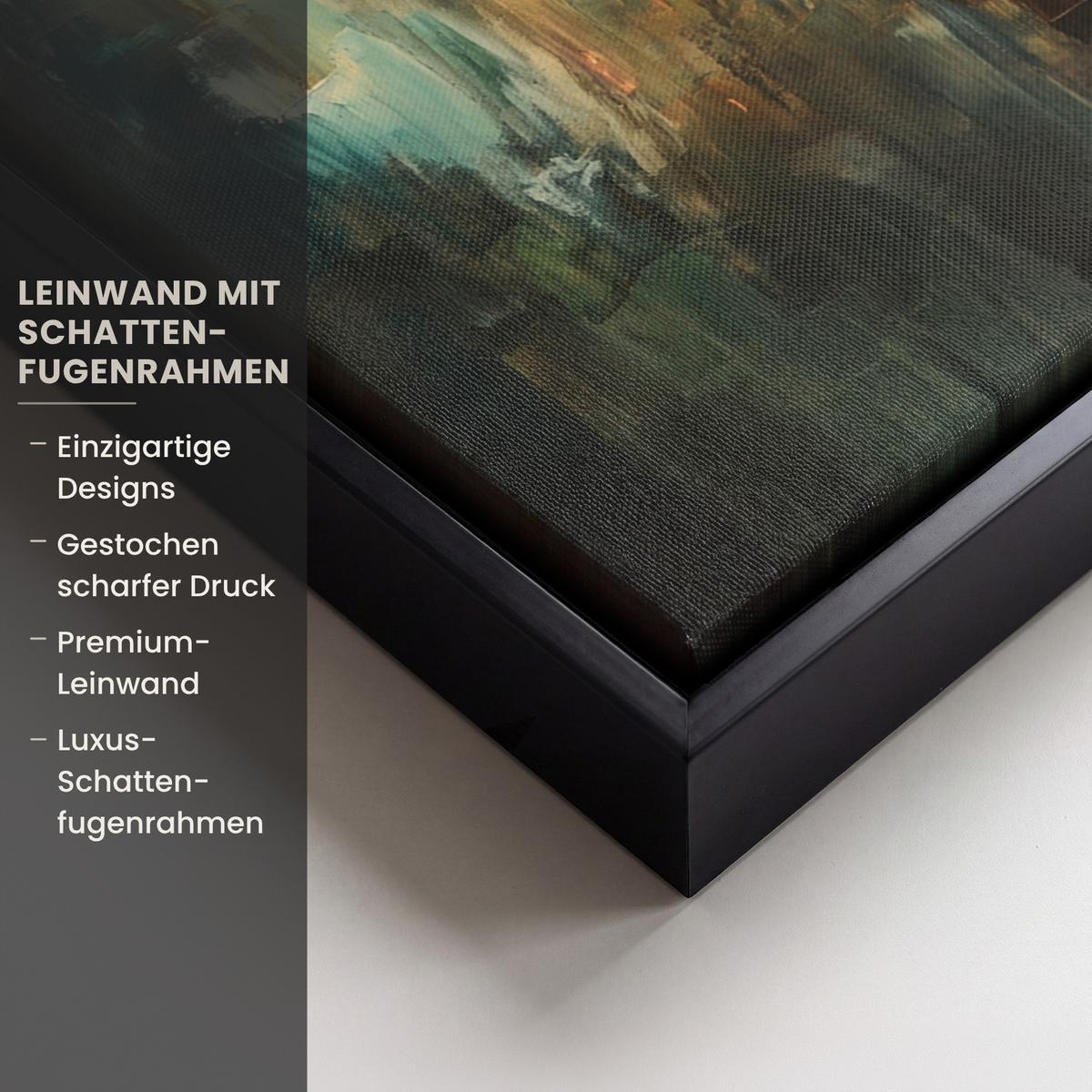 LEINWAND Bilder mit Rahmen - Hirsch - Gemalt - Geweih - Braun - 30x40 - Haselnussfarben, Textil (30/40cm) - MuchoWow