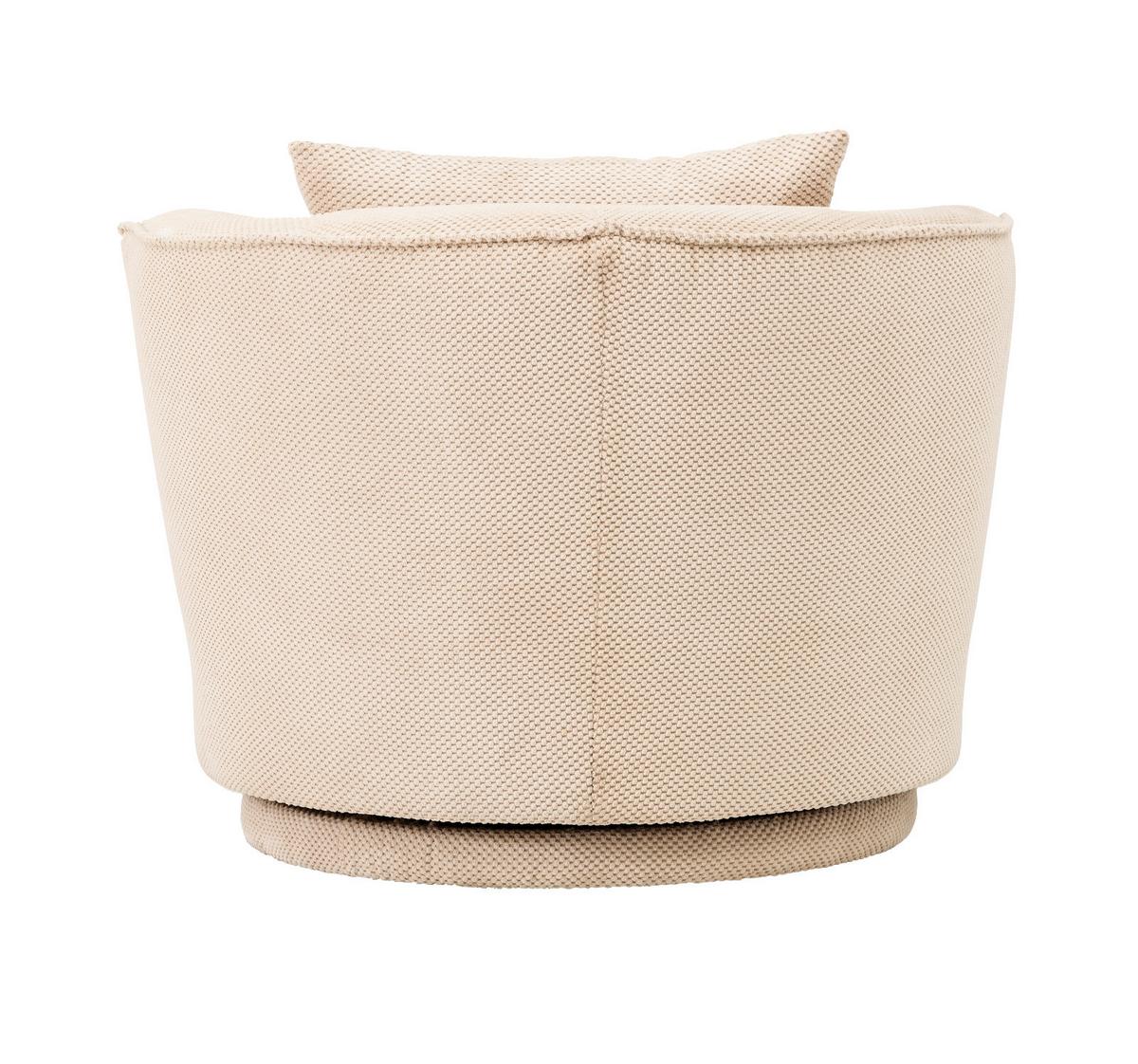 DREHSESSEL wollweiß Web-Velours, Sessel 360° drehbar inklusive Kissen - Creme/Weiß, Kunststoff/Textil (95/77/95cm)