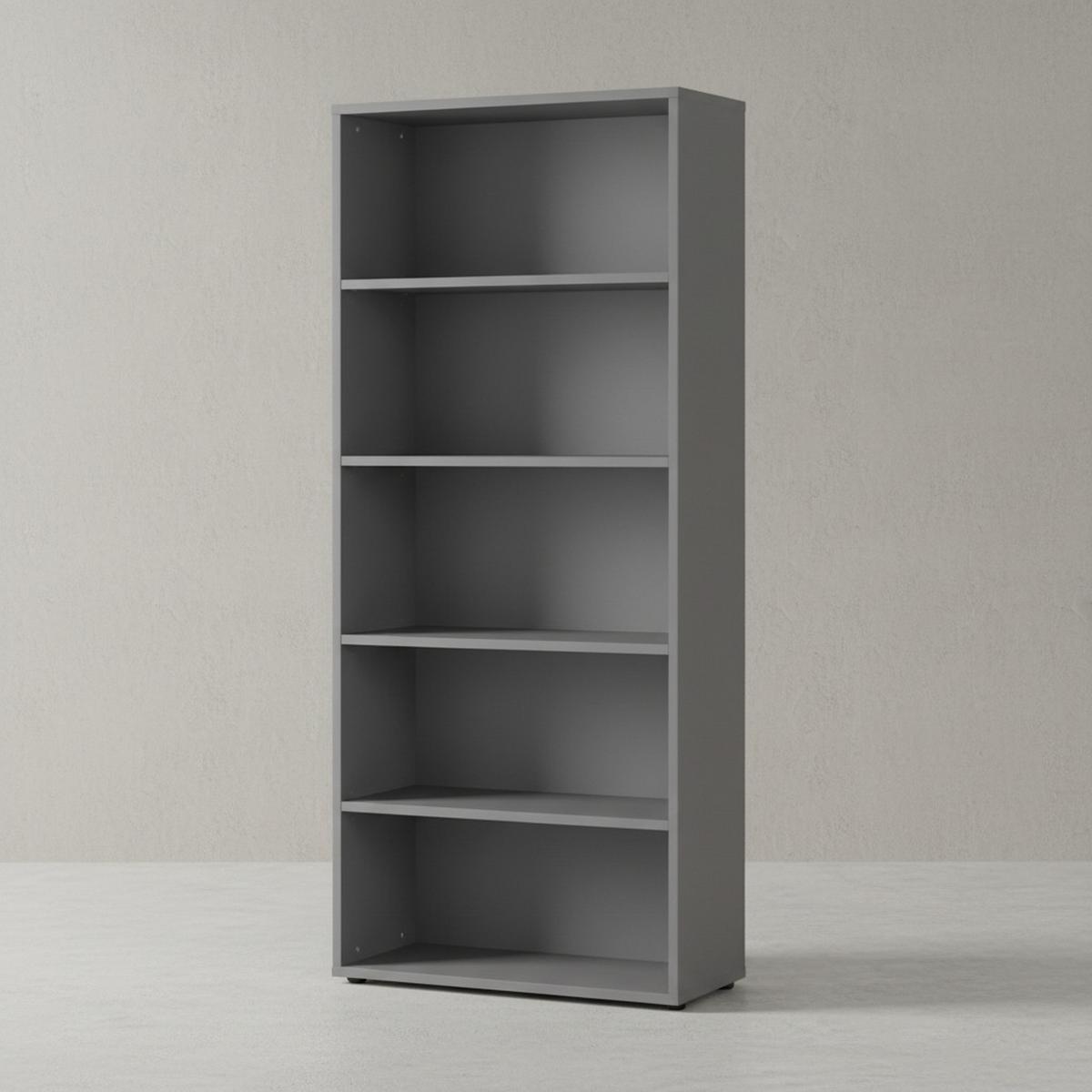 BÜRO-SET "Stuttgart" groß mit 3 Aktenschränke Soft-Close 272x197 cm Graphit - Schwarz, Holzwerkstoff (272/197/40cm) - KADIMA DESIGN