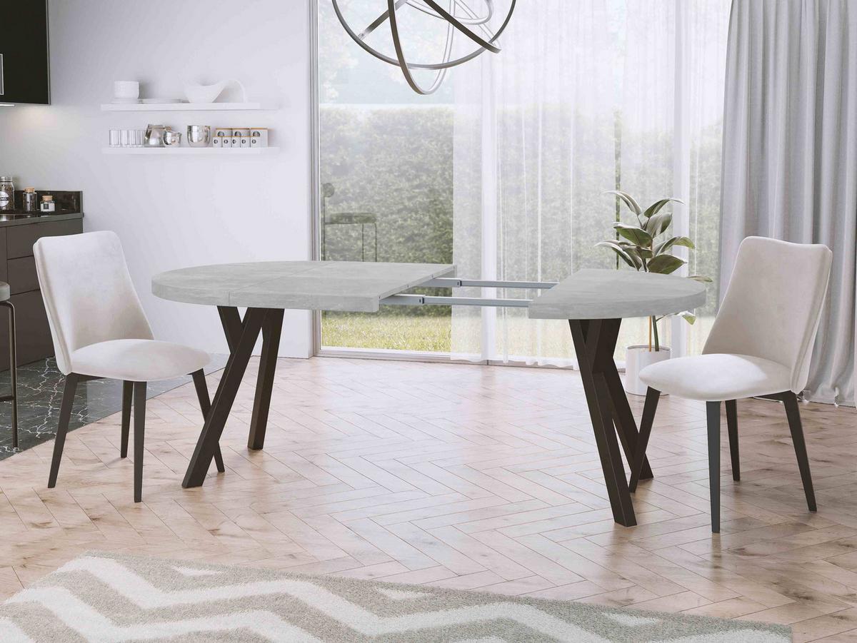 ESSTISCH Twixy runder ausziehbarer, Arvadonna Chestnut 100-200/100/76 cm - Kastanienfarben/Schwarz, Holz/Holzwerkstoff (100/200/76cm) - WFL GROUP