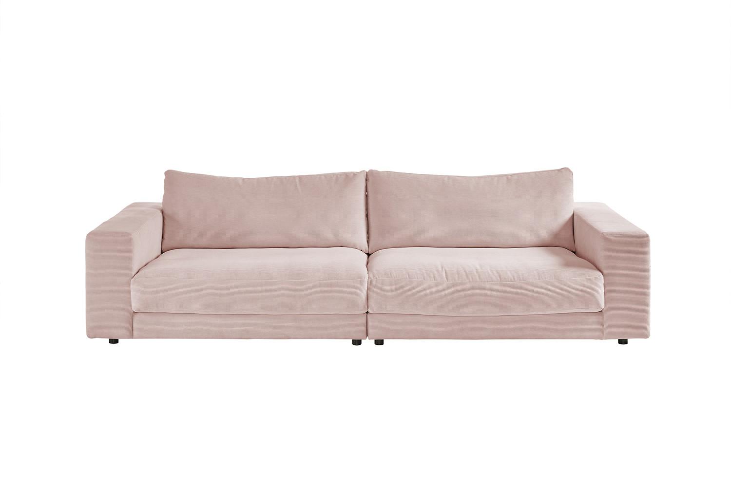 SOFA 3-SITZER MADELINE Pink Cord - Schwarz/Rosa, Textil (290/85/127cm) - KAWOLA