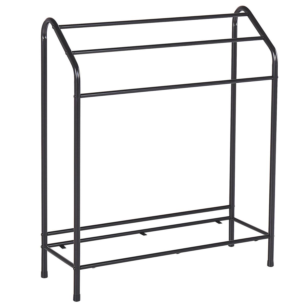 HANDTUCHSTÄNDER mit Ablage schwarz/dunkelbraun 72 x 85 cm Muriva - Dunkelbraun/Schwarz, Metall (72/85/27cm) - Beliani