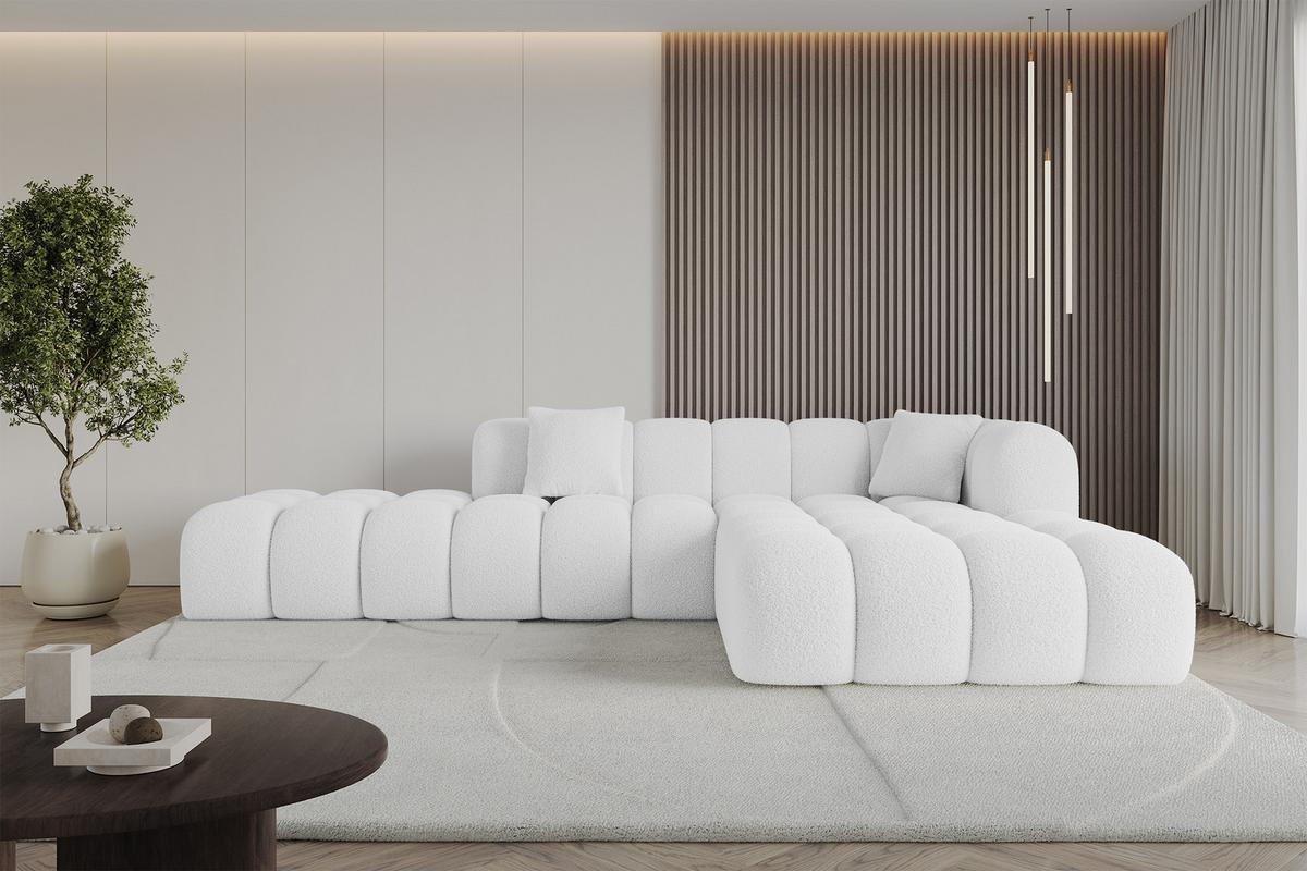 ECKSOFA Ottomane Rechts OLEA-L2 - 289x176x71 cm Weiß - Schwarz/Weiß, Holzwerkstoff/Kunststoff (289/176cm) - ALTDECOR