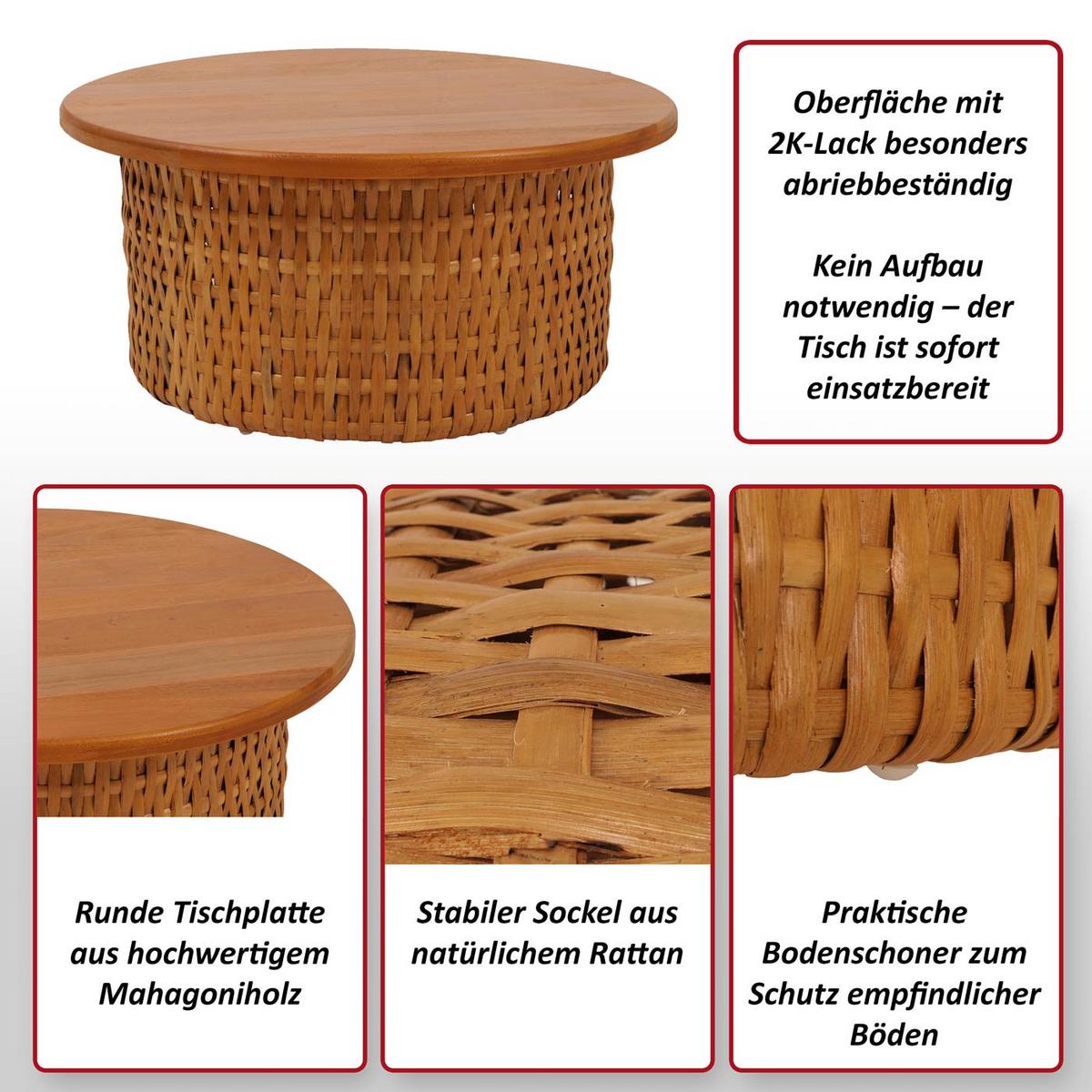 COUCHTISCH rund Braun - Braun, Holz (75/75/36cm) - MCW