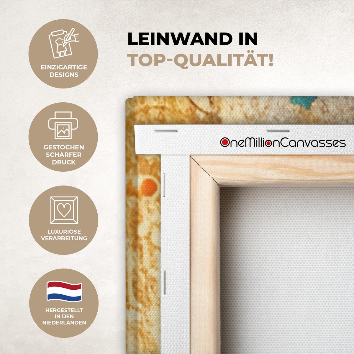 LEINWANDBILD Abstrakt - Kunst - Gold - Modern Deko Groß 90x140 cm - Multicolor, Textil (90/140cm) - MuchoWow