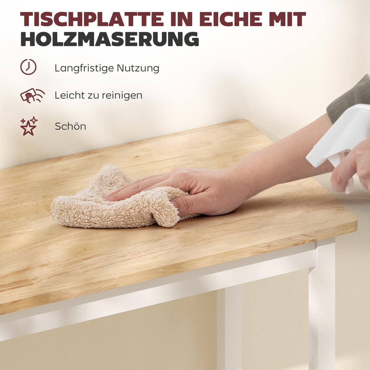 BARTISCH und Barhocker-Set 3tlg. mit Holzoptik - Eichefarben/Weiß, Holz (108/48/91cm) - HOMCOM