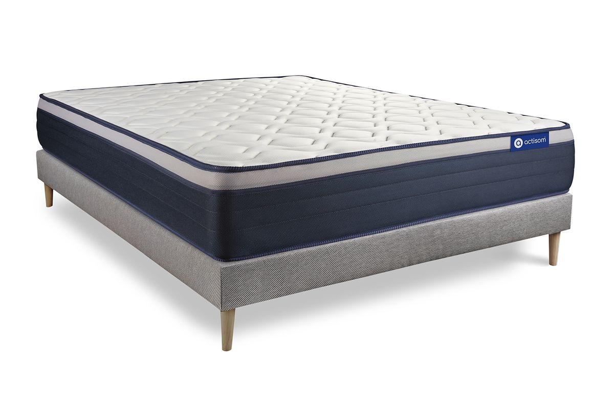 BETT Actiflex max Taschenfederkern und Memory-Schaum 140 x 200 cm h3 - Kit Bettgestell Grau - Beige/Grau, Karton/Holz (140/200cm) - ACTISOM