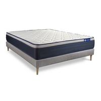 BETT Actilatex max Latex und Memory-Schaum 120 x 195 cm h3 - Kit Bettgestell Grau - Beige/Grau, Karton/Holz (120/195cm) - ACTISOM