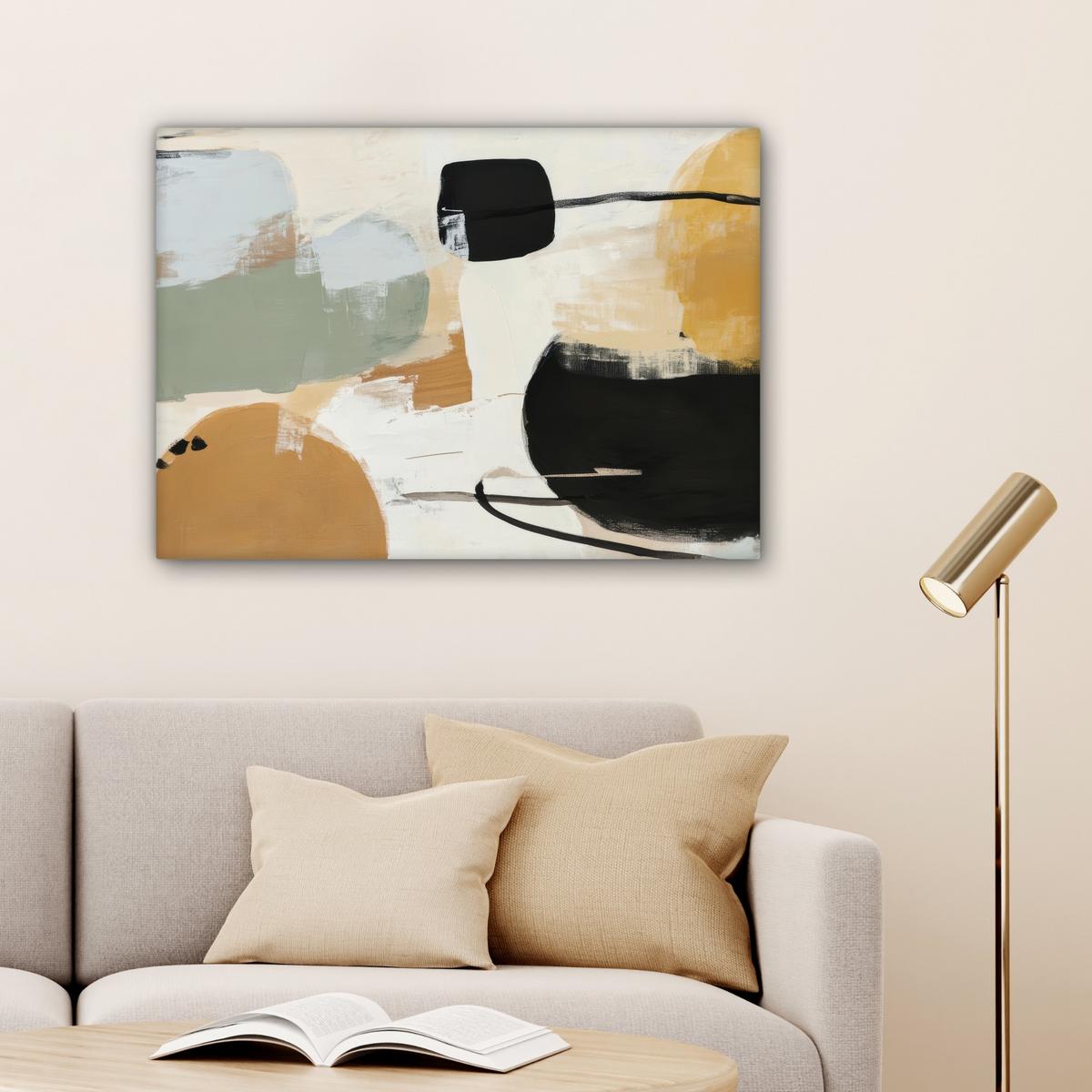 LEINWANDBILD Farbe - Abstrakt - Farben Wandbilder 80x60 cm - Currygelb, Textil (80/60cm) - MuchoWow