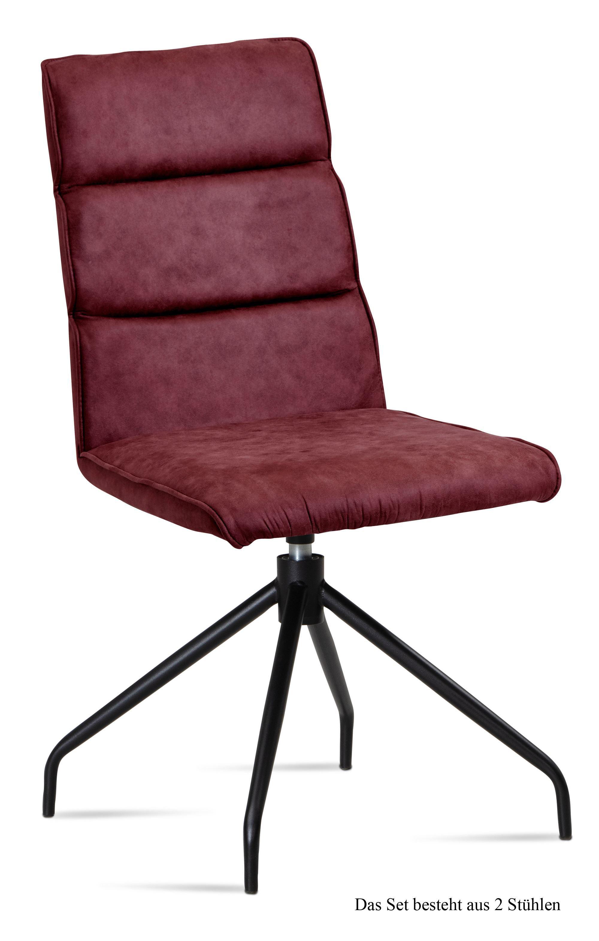 ESSZIMMERSTUHL drehbar (2er-Set) Domini 47x92x60 Schwarz/Marsala - Brombeere/Schwarz, Kunststoff (60/92/47cm) - 58aufmkessel