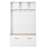GARDEROBE holzoptik weiß sitzbank stauraum - Weiß, Holzwerkstoff (105/180/40cm) - Urban Meuble