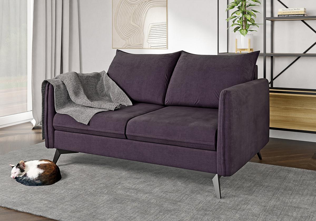 2-SITZER-SOFA Pulse Lila Luxusmicrofaser - Lila/Schwarz, Holz/Textil (138/86/91cm) - S-Style Möbel