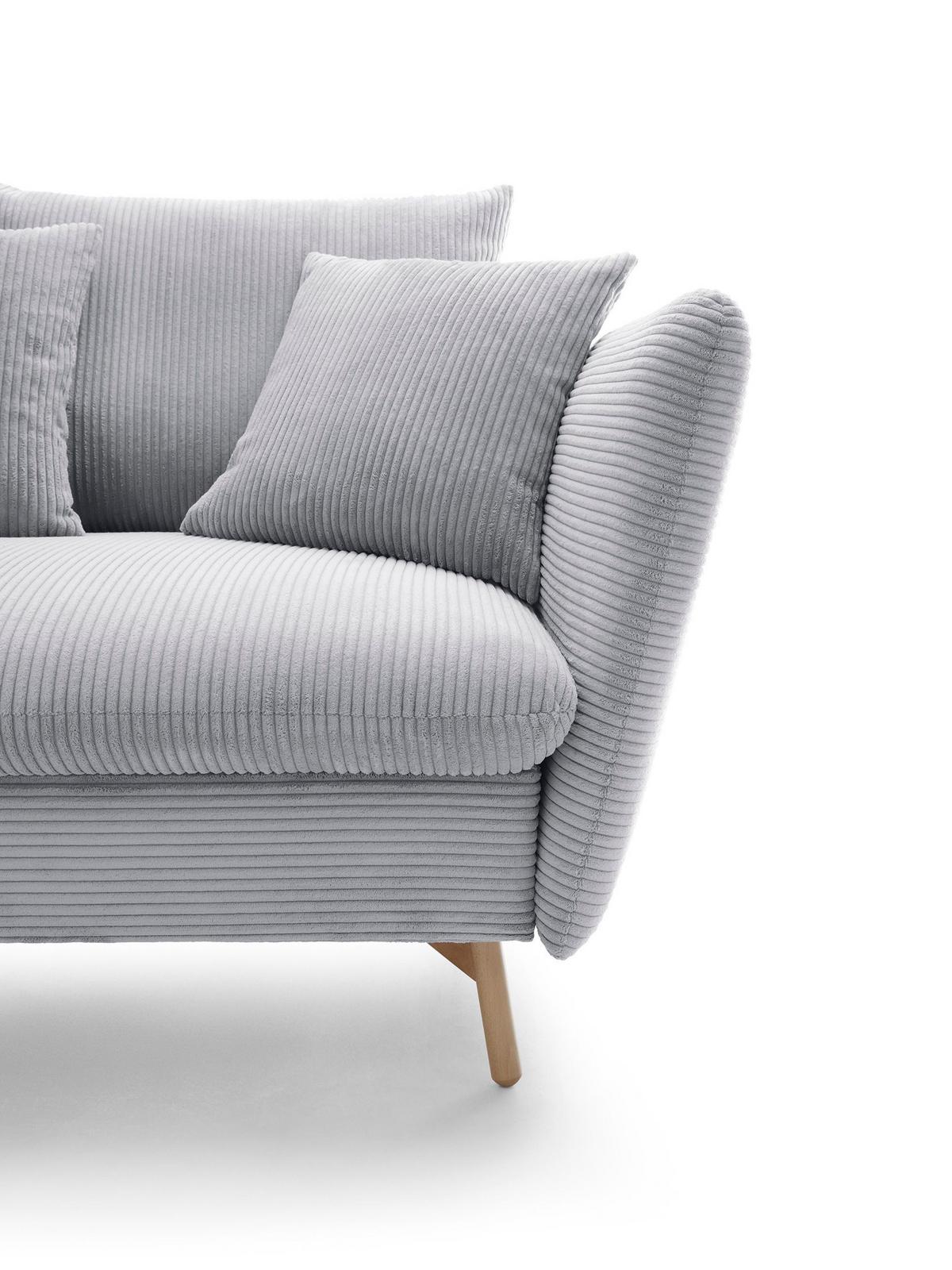 ECKSOFA NERA Grau Kordstoff mit Schlaffunktion - Grau, Holz (258/167cm) - MASSENO