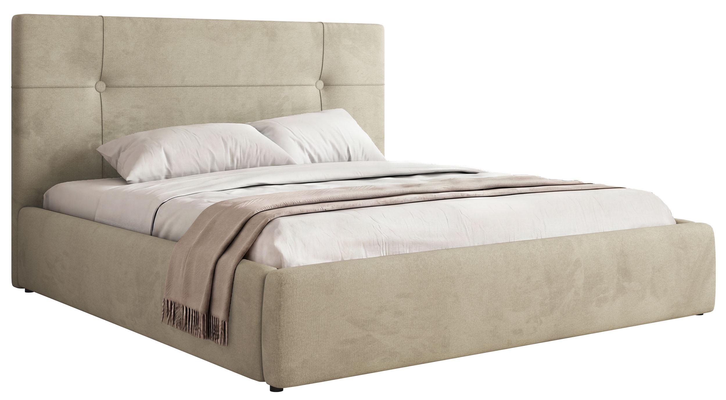 POLSTERBETT CALERIO CLASSIC 160/200 - Beige Velvet - Matratze Pocket - Beige/Schwarz, Kunststoff/Textil (160/200cm) - MKS