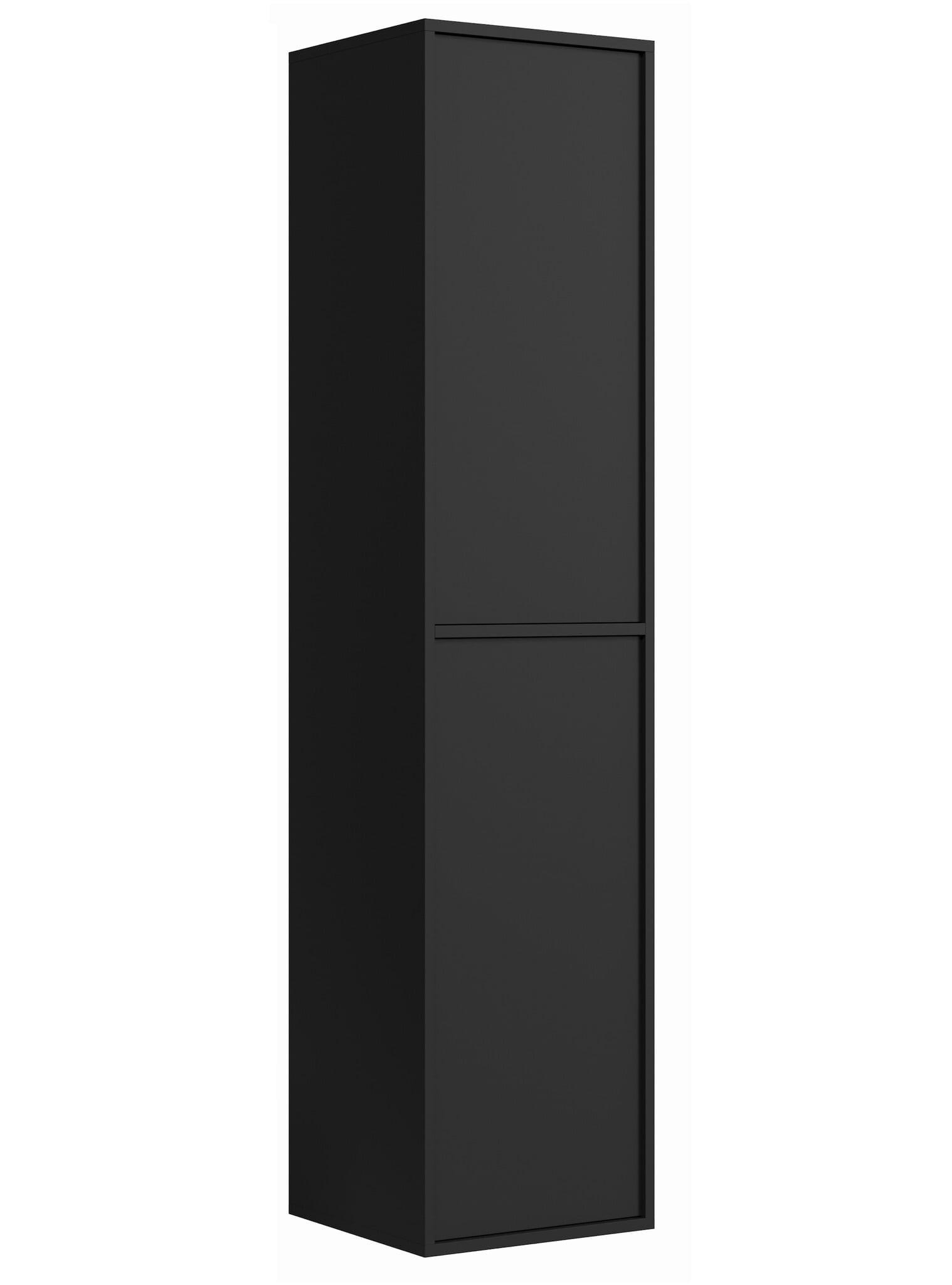 BADEZIMMERSCHRANK Mali mit 2 Türen Schwarz Matt - 38 x 33 x 160 cm - Schwarz, Holz (60/54/46cm) - Badplaats
