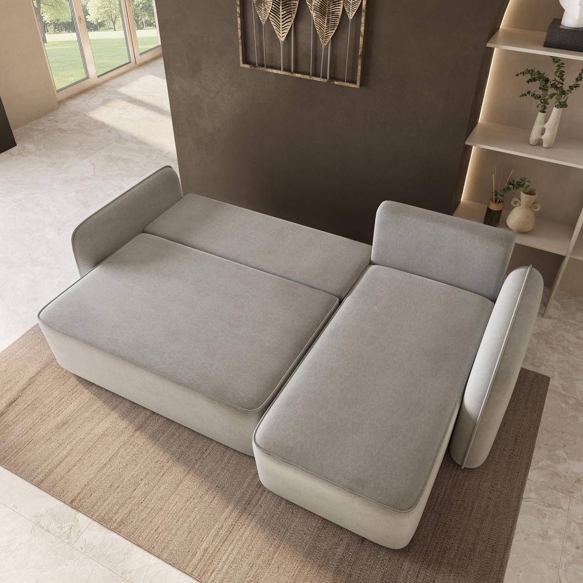ECKSOFA DOLVER CL Hellgrau Samtstoff mit Schlaffunktion - Hellgrau, Holzwerkstoff/Textil (238/156cm) - MASSENO