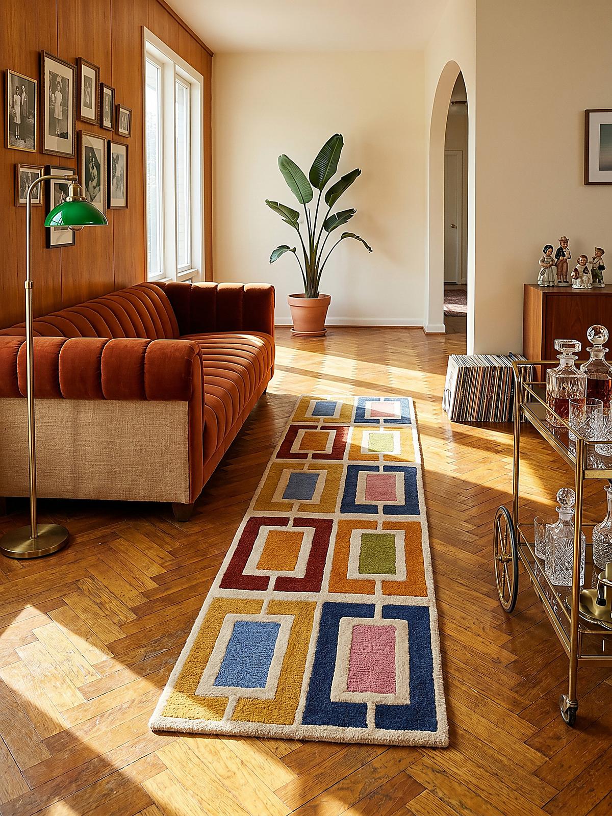 WOLLTEPPICH DERWENT, geometrisch, Orange-Bunt, 60 x 230 cm - Multicolor, Textil (230/60cm) - KADIMA DESIGN