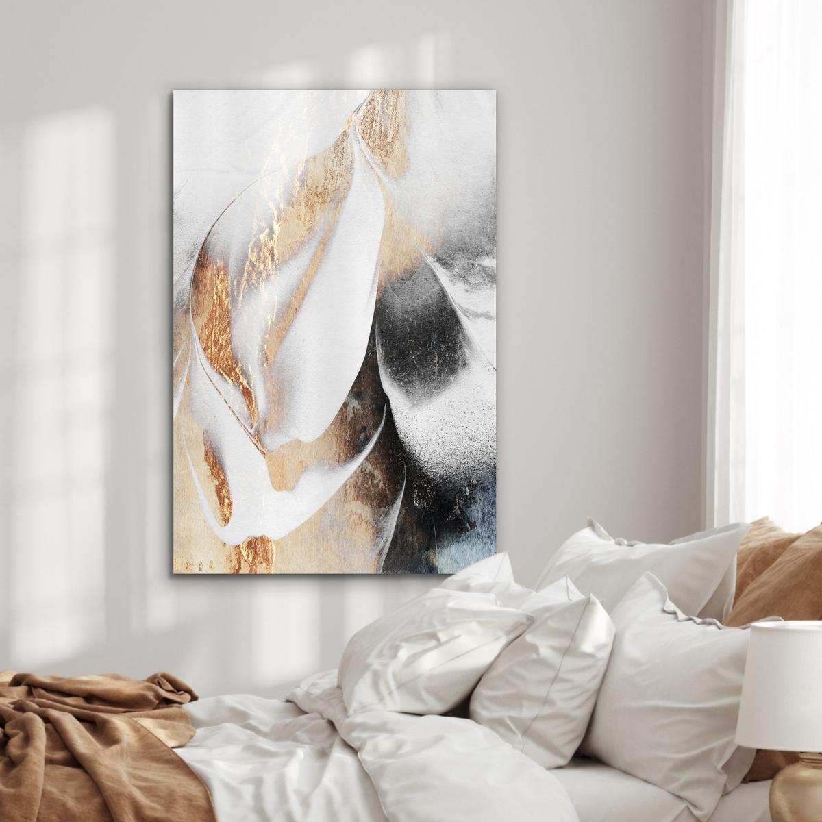 METALLBILD Luxus - Abstrakt - Gold - Weiß 80x120 cm - Goldfarben, Metall (80/120cm) - MuchoWow