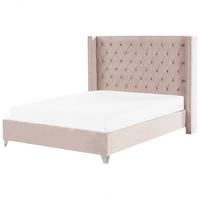 POLSTERBETT 180/200cm Pastellrosa Lubbon - Pink, Textil (180/200cm) - Beliani