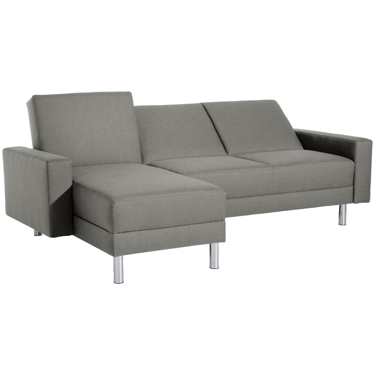 FUNKTIONSSOFA mit Hocker Katryna Flachgewebe hellgrau - Hellgrau, Kunststoff (144/92/230cm) - 58aufmkessel