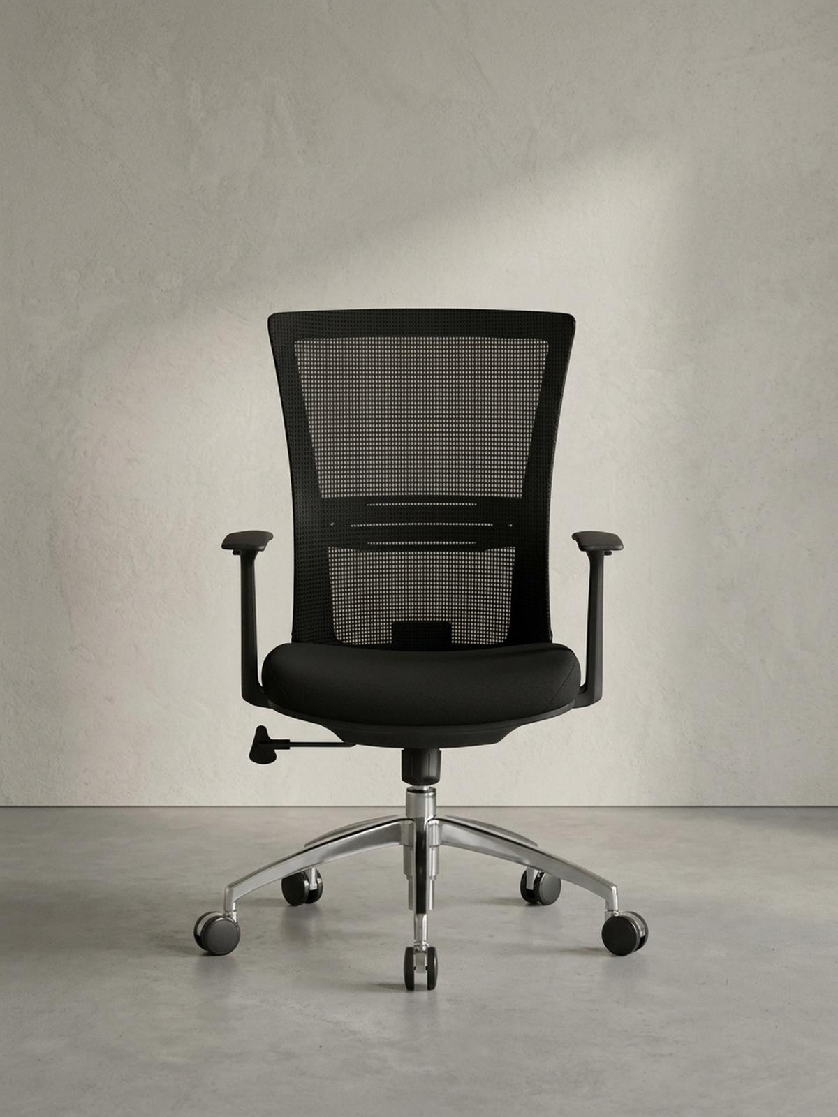 BÜROSTUHL Schwarz Netz drehbar mit verstellbarer Rückenlehne und Aluminiumfußkreuz bis 120 kg - Silberfarben/Schwarz, Textil (70/107/63cm) - KADIMA DESIGN