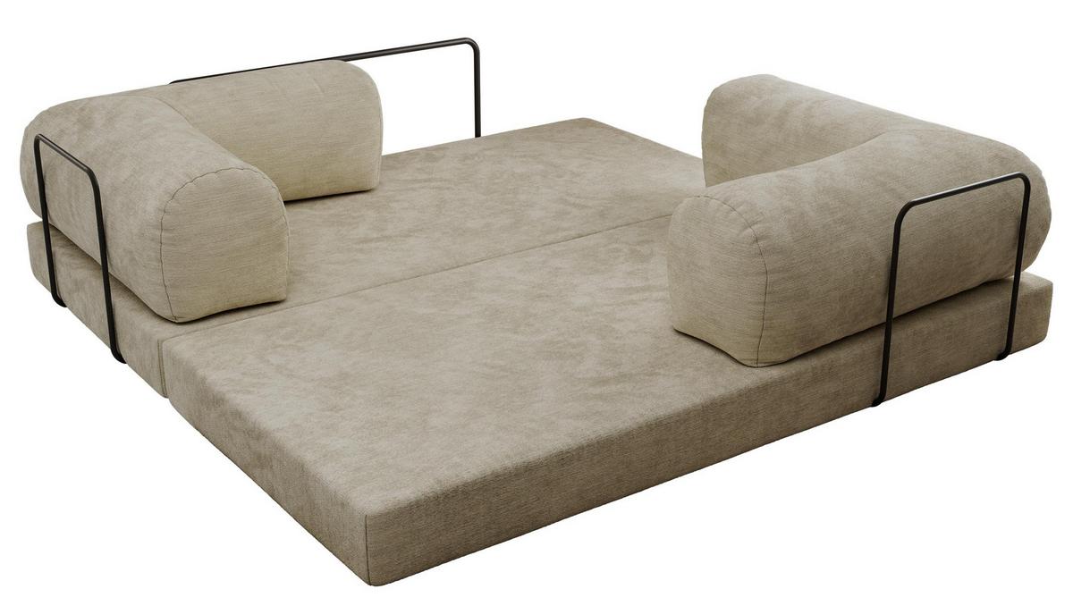 3-SITZER SOFA ORSETTO - Beige Schenille glatt - Beige/Schwarz, Textil/Metall (200/70/100cm) - MKS