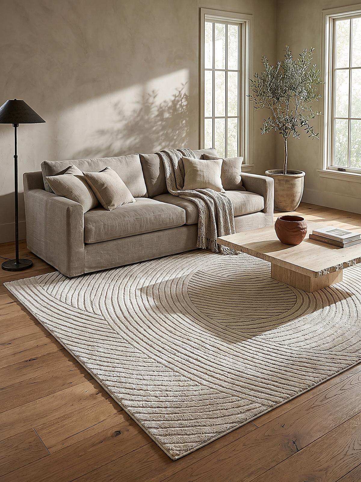 KURZFLORTEPPICH Geometrisch CETINA Polypropylen Creme 120 x 170 cm - Beige, Textil (120/170cm) - KADIMA DESIGN