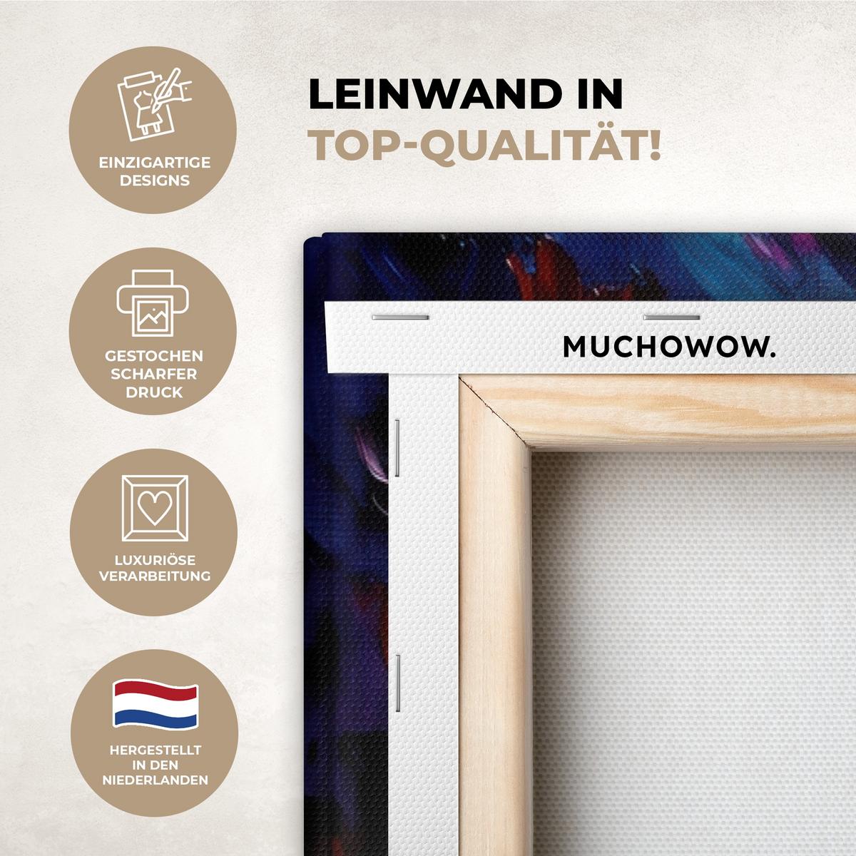 LEINWANDBILD 3er Set Baum - Farbenfroh - Malerei-Look - Abstrakt 120x80 cm - Multicolor, Textil (120/80cm) - MuchoWow