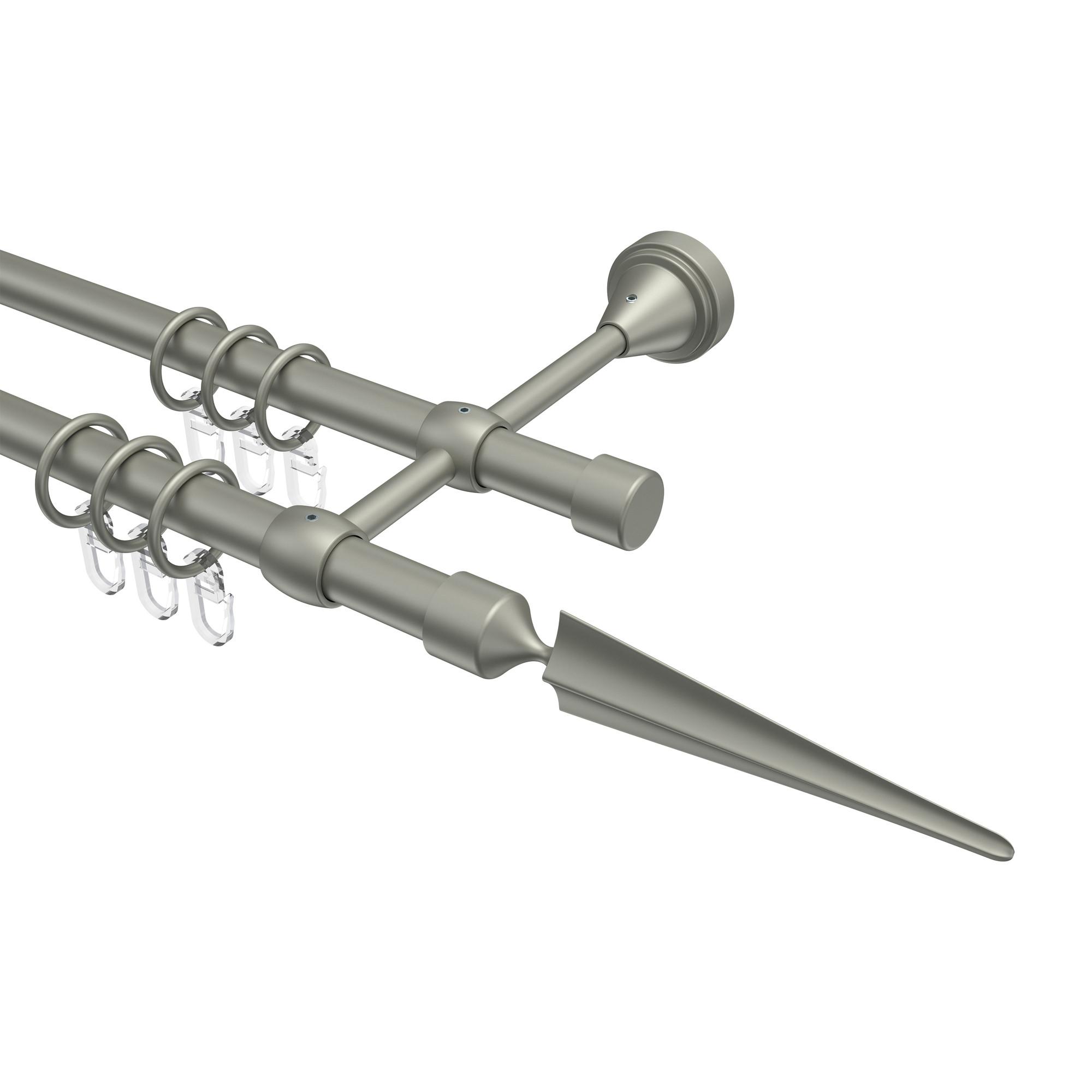 GARDINENSTANGE Primus Lorenzo 480 cm (geteilt in 3 x 160 cm), 2-läufig, 16 mm Ø Chrom matt - Chromfarben/Nickelfarben, Metall (480cm) - INTERDECO