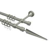 GARDINENSTANGE Primus Lorenzo 100 cm, 2-läufig, 16 mm Ø Chrom matt - Chromfarben/Nickelfarben, Metall (100cm) - INTERDECO