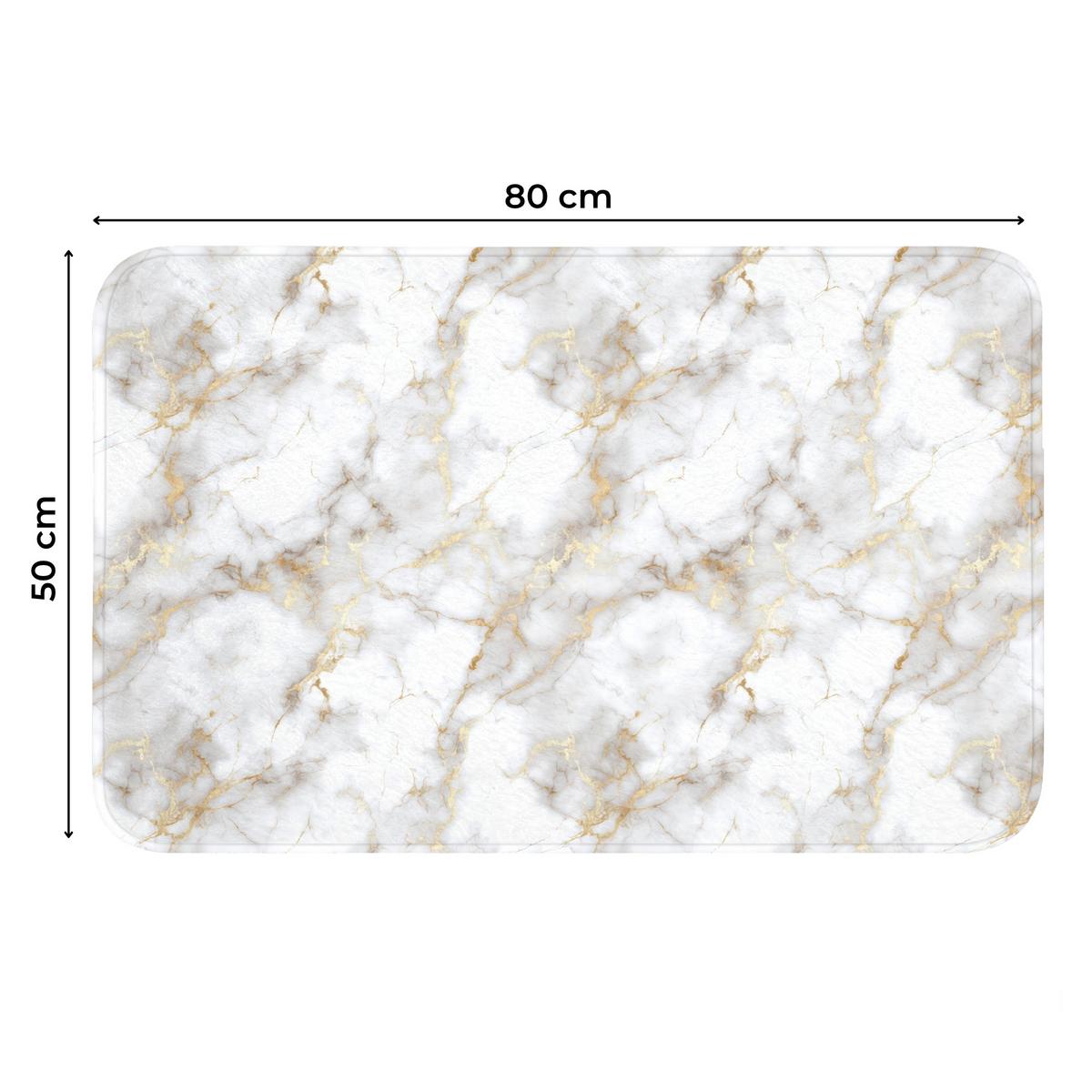 WC-VORLEGER Goldene Adern - Marmor - Weiß Toilettenteppich 80x50 cm - Weiß, Textil (80/1cm) - OnlyWow