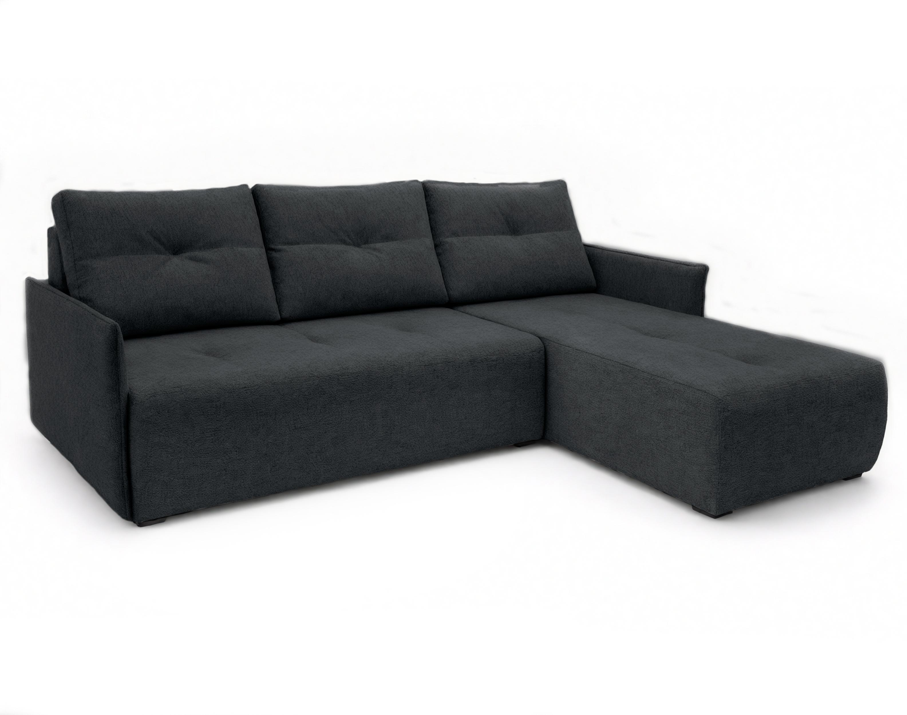 ECKSOFA L Form Damascus Schwarz 212/143/88 cm Rechts mit Schlaffunktion - Schwarz, Kunststoff/Textil (212/143cm) - AX Living
