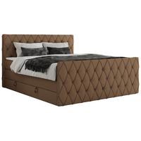 BOXSPRINGBETT MIREN KING DUO 200/200 Braun Kunstleder - H3 - Braun, Holz/Textil (200/200cm) - MKS