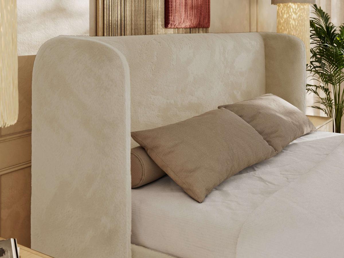 POLSTERBETT EMORA CLASSIC 160/200 - Creme Plüsch - Multipocket-Matratze - Creme, Textil (160/200cm) - MKS