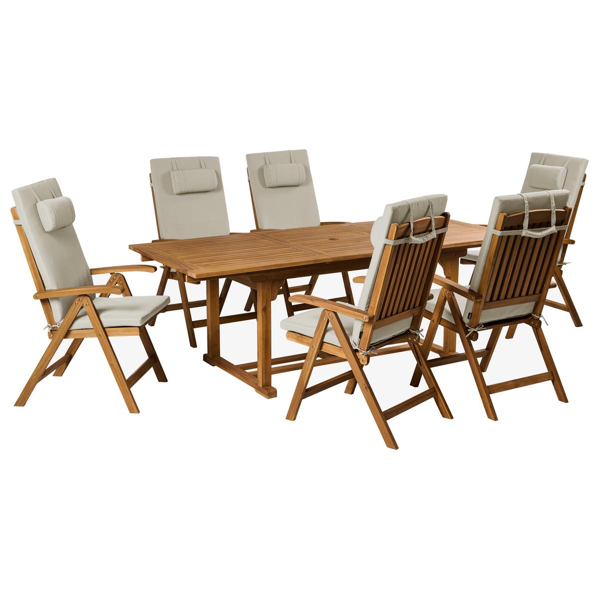 OUTDOOR-SITZKISSEN 6er-Set Taupe 50/45 cm Java/Amantea Premium - Taupe, Textil (71/71/50cm) - Beliani