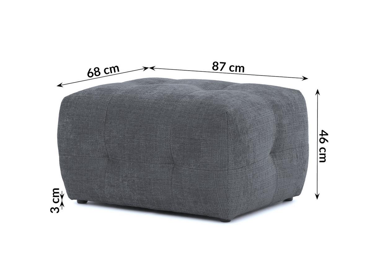 POLSTERHOCKER mit raffinierten Steppungen, zu passendem Sofa, Wellenunterfederung, Chenille-Bezug Grau / 21058 - Schwarz/Grau, Kunststoff/Textil (87/46/68cm) - luma-home