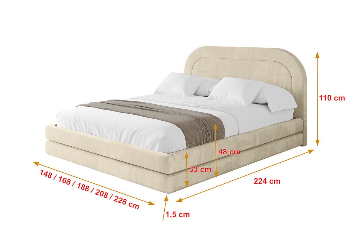 POLSTERBETT mit Bettkasten und Lattenrost, Bett mit Matratze H3/H4 - LERIS 180x200 Beige - Ecru, Holzwerkstoff/Textil (180/200cm) - ALTDECOR