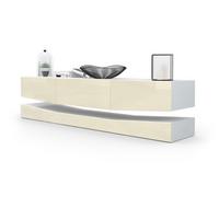 LOWBOARD City Fronten in Creme Hochglanz - Creme, Holzwerkstoff (178/48/39cm) - Vladon