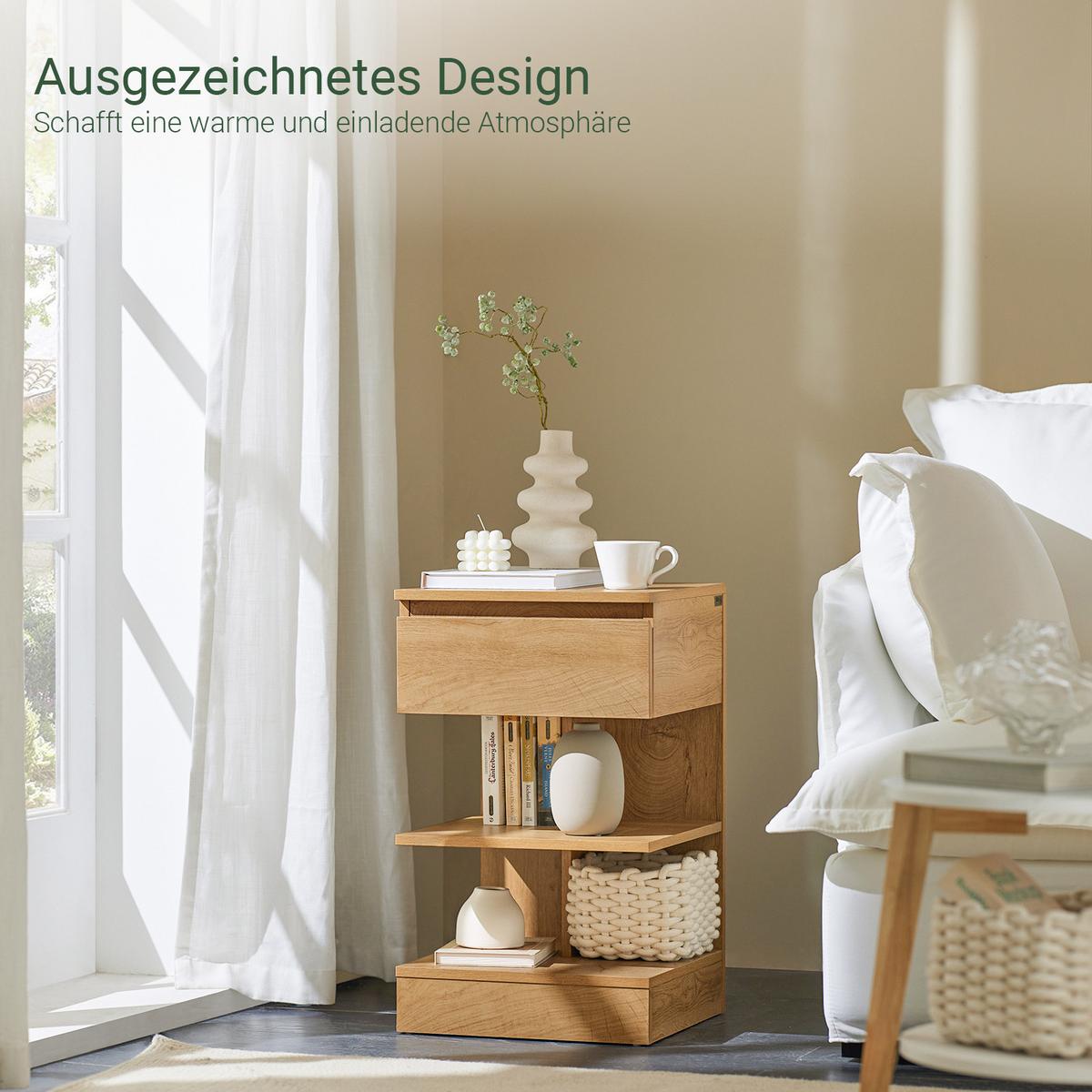 NACHTTISCH Natur - Naturfarben, Holzwerkstoff (39/65/39cm) - SoBuy