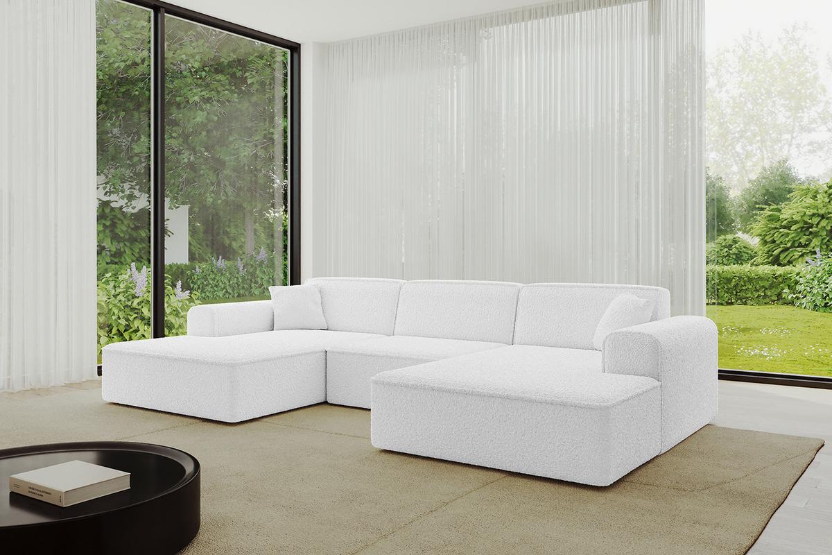 WOHNLANDSCHAFT IREA-U1-v3 - 301x165x77 cm Weiß - Weiß, Holzwerkstoff/Textil (301/77/165cm) - ALTDECOR