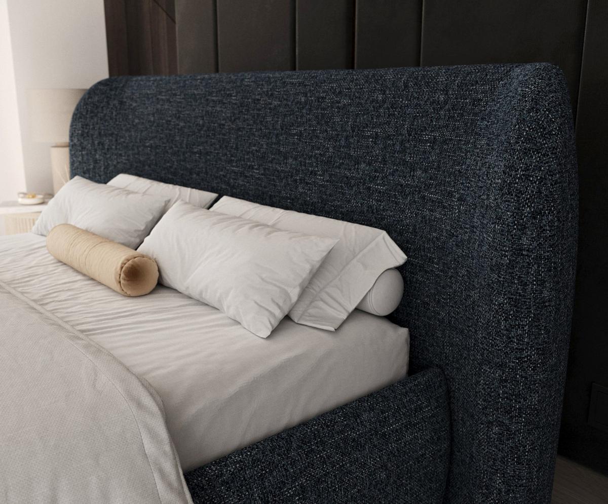 POLSTERBETT Bellano mit Stauraum 200/200 cm Marineblau im Modesto Stoff - Schwarz/Naturfarben, Holz/Holzwerkstoff (200/200cm) - AltaBeds