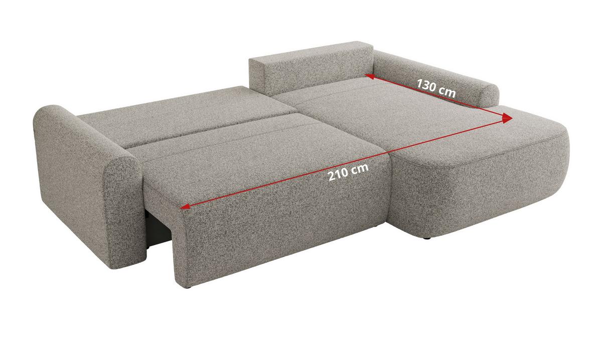 ECKSCHLAFSOFA CUBO L Hellgrau Struktur - links - Hellgrau/Schwarz, Kunststoff/Textil (273/187cm) - MKS