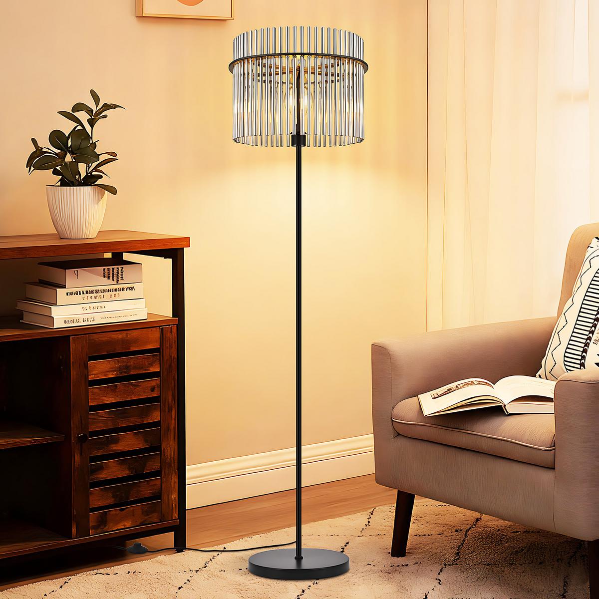 STEHLAMPE Lumistad 38/30/154 cm - Schwarz, Glas/Metall (38/30/154cm) - ZMH