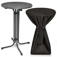 STEHTISCH Bellini Ø 60cm Grau mit Premium Stehtischhusse Ø 60cm Schwarz - Schwarz, Metall (60/60/110cm) - Beautissu 