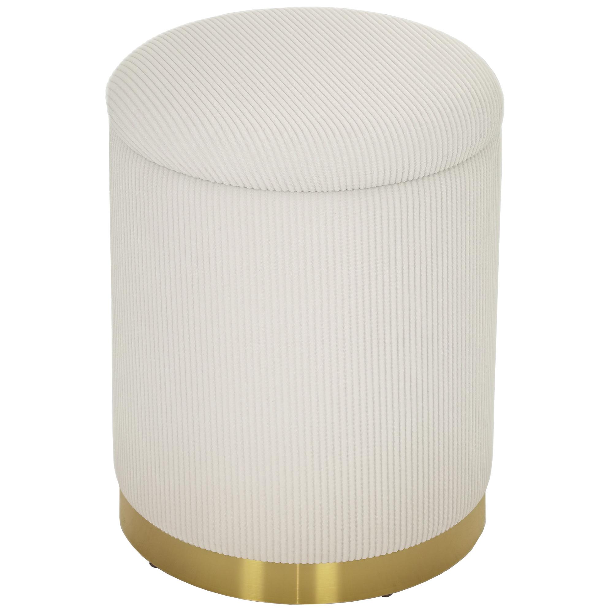 SITZHOCKER mit Stauraum 36 x 36 x 44 cm Cremeweiß - Creme, Textil (36/44/36cm) - HOMCOM