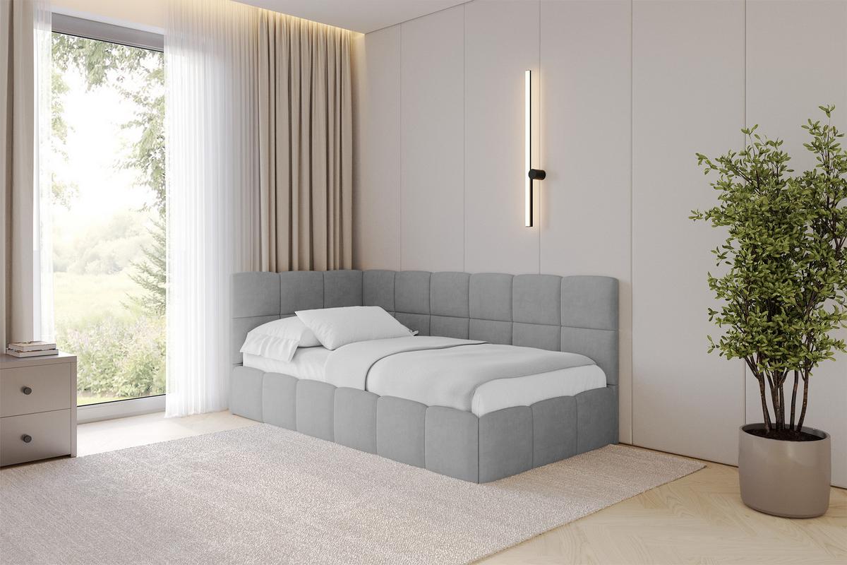 EINZELBETT Jugendbett mit Bettkasten Rechts, mit Matratze - LIVY 100x200 Grau - Anthrazit, Holzwerkstoff/Textil (100/200cm) - ALTDECOR