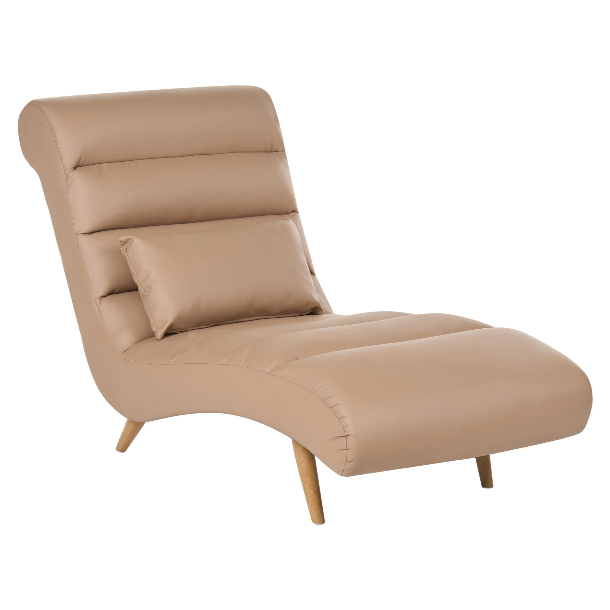 CHAISELONGUE Kunstleder Hellbraun Rives - Hellbraun/Braun, Textil (78/97/160cm) - Beliani