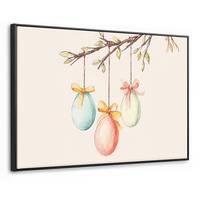 LEINWAND Bilder mit Rahmen - Osterkuchen - Schleife - Eier - 150x100 - Creme, Textil (150/100cm) - MuchoWow
